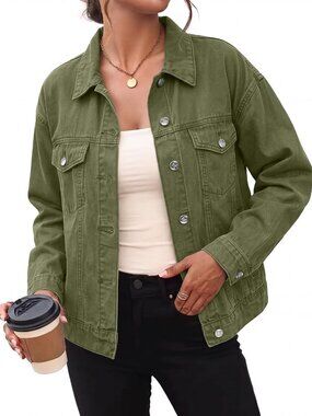 Trendy Oversized Denim Jean Jacket for Women - Classic Button-Up Style